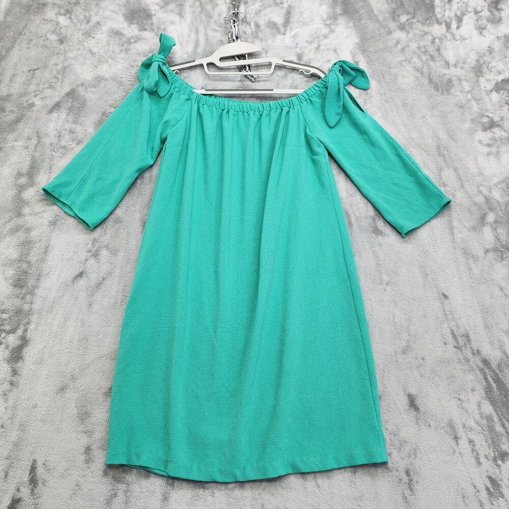 Charles Henry Dress Womens S Teal Green Tie Sleeve Off The Shoulder Shift Party